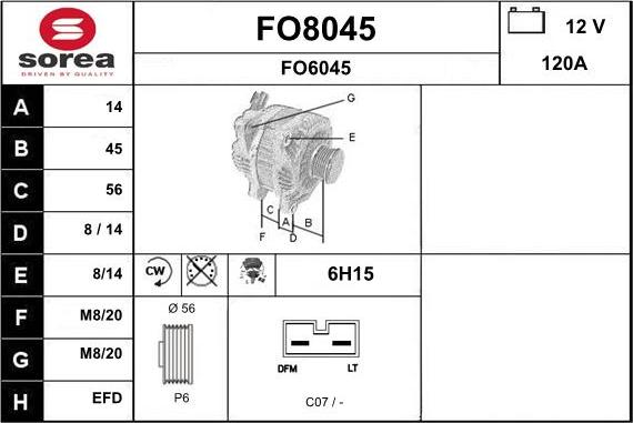 SNRA FO8045 - Генератор vvparts.bg