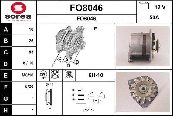 SNRA FO8046 - Генератор vvparts.bg