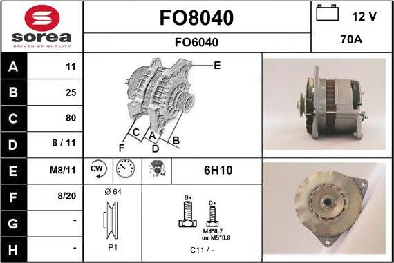 SNRA FO8040 - Генератор vvparts.bg