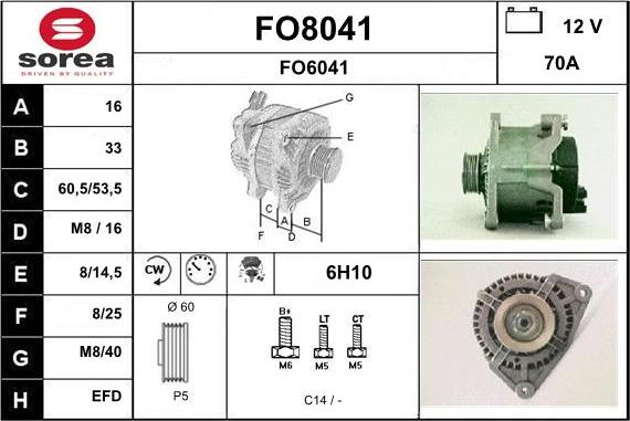 SNRA FO8041 - Генератор vvparts.bg