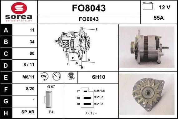 SNRA FO8043 - Генератор vvparts.bg