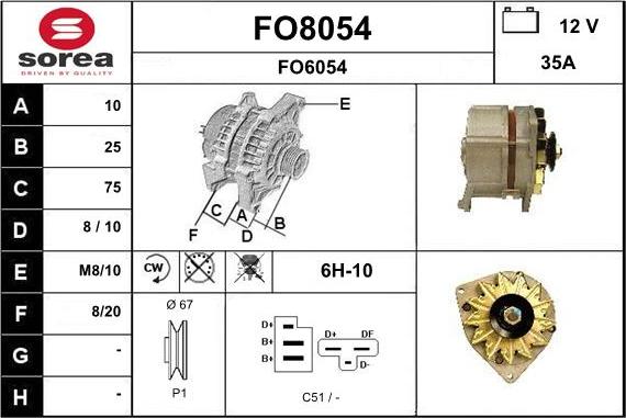 SNRA FO8054 - Генератор vvparts.bg