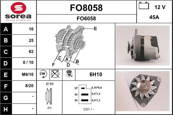 SNRA FO8058 - Генератор vvparts.bg