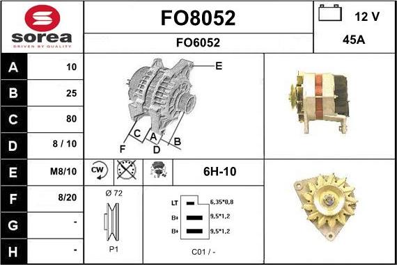 SNRA FO8052 - Генератор vvparts.bg