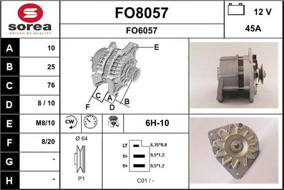 SNRA FO8057 - Генератор vvparts.bg