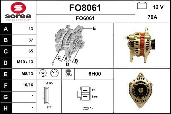 SNRA FO8061 - Генератор vvparts.bg