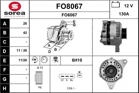 SNRA FO8067 - Генератор vvparts.bg