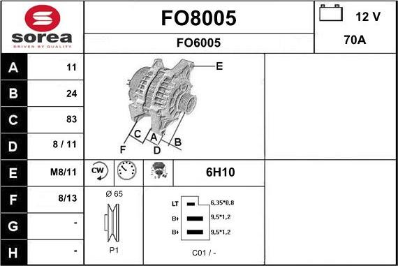 SNRA FO8005 - Генератор vvparts.bg