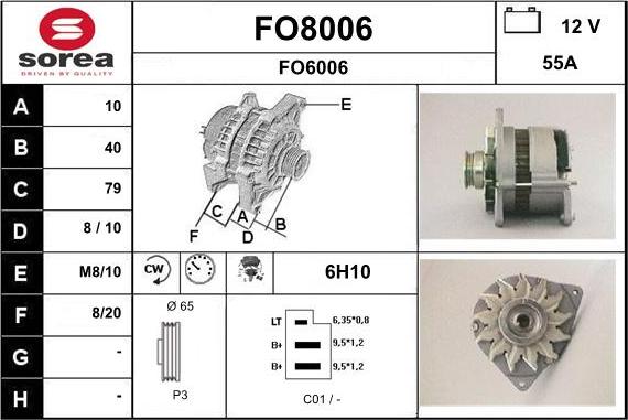 SNRA FO8006 - Генератор vvparts.bg