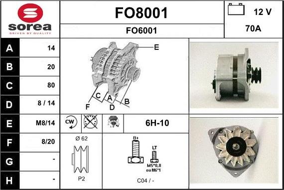 SNRA FO8001 - Генератор vvparts.bg