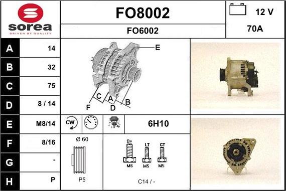 SNRA FO8002 - Генератор vvparts.bg