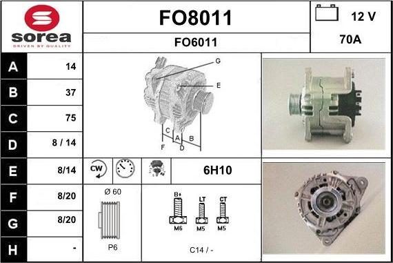 SNRA FO8011 - Генератор vvparts.bg