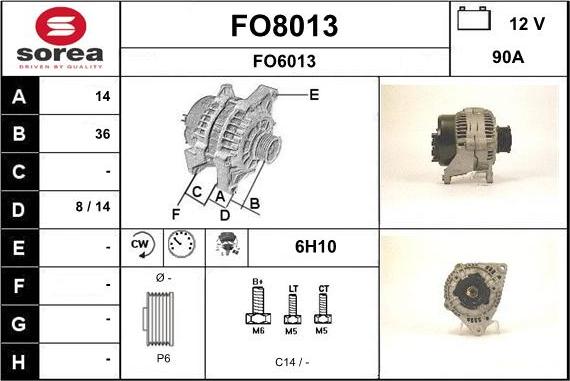 SNRA FO8013 - Генератор vvparts.bg