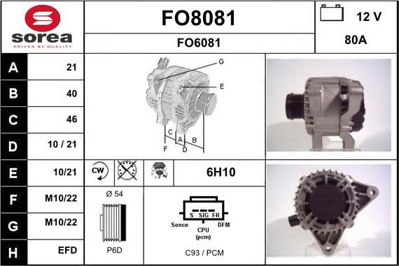 SNRA FO8081 - Генератор vvparts.bg