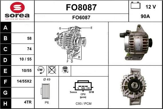 SNRA FO8087 - Генератор vvparts.bg