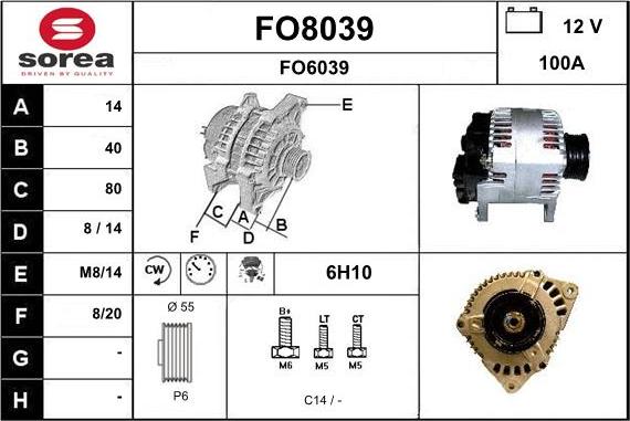 SNRA FO8039 - Генератор vvparts.bg