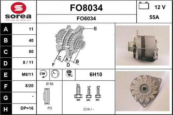 SNRA FO8034 - Генератор vvparts.bg