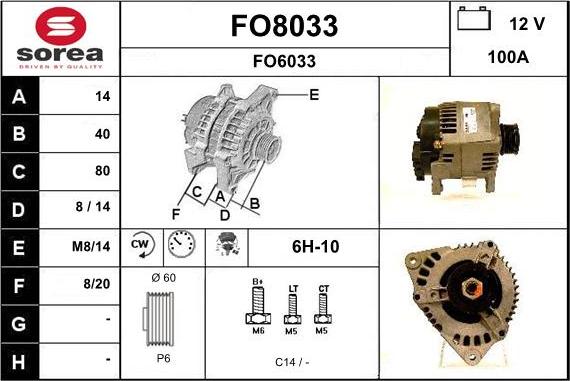 SNRA FO8033 - Генератор vvparts.bg