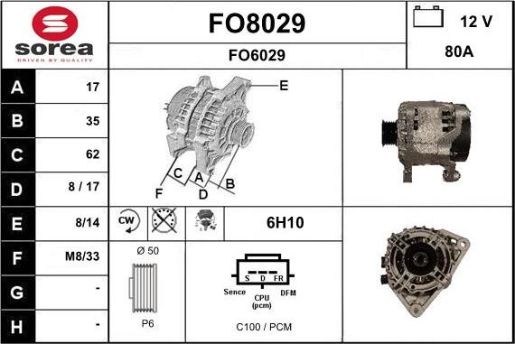 SNRA FO8029 - Генератор vvparts.bg