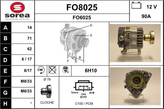 SNRA FO8025 - Генератор vvparts.bg