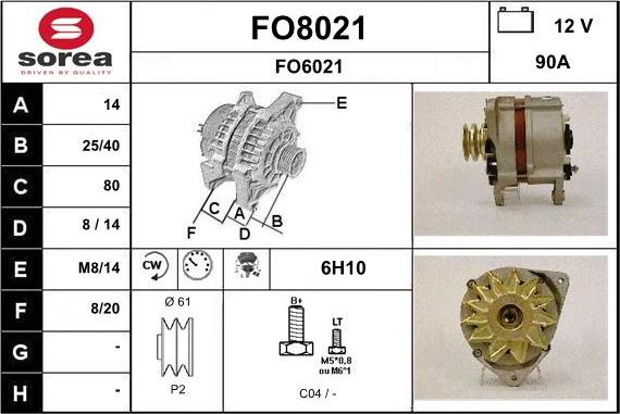 SNRA FO8021 - Генератор vvparts.bg