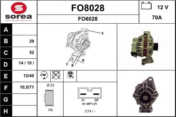 SNRA FO8028 - Генератор vvparts.bg