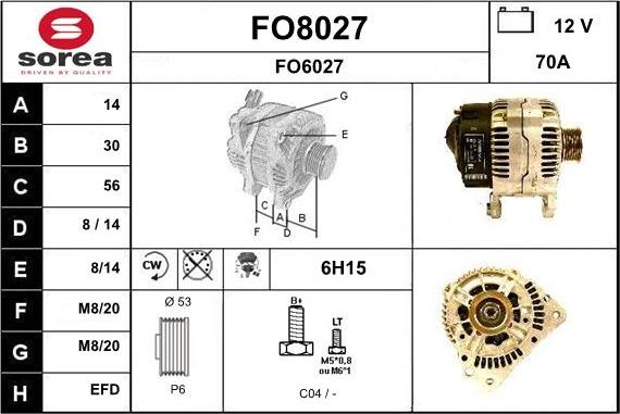 SNRA FO8027 - Генератор vvparts.bg