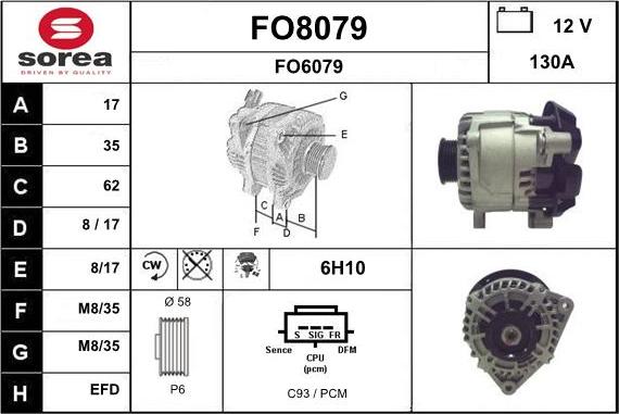 SNRA FO8079 - Генератор vvparts.bg