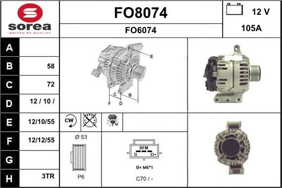 SNRA FO8074 - Генератор vvparts.bg