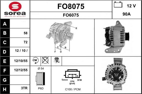 SNRA FO8075 - Генератор vvparts.bg