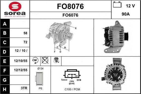 SNRA FO8076 - Генератор vvparts.bg