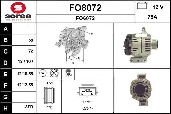 SNRA FO8072 - Генератор vvparts.bg
