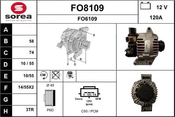 SNRA FO8109 - Генератор vvparts.bg