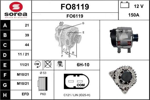 SNRA FO8119 - Генератор vvparts.bg