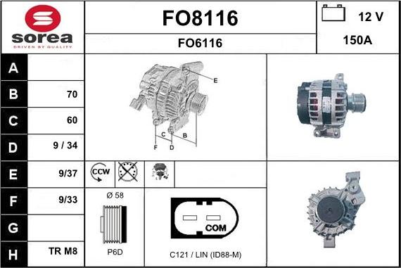 SNRA FO8116 - Генератор vvparts.bg