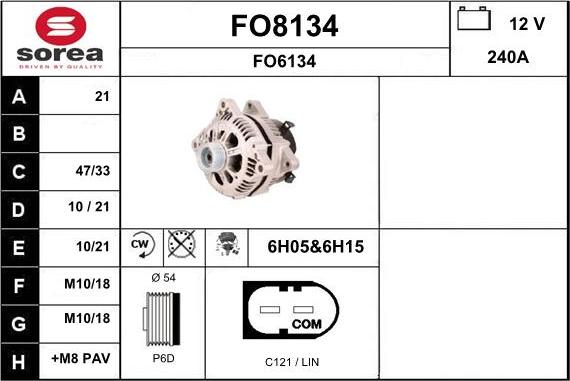 SNRA FO8134 - Генератор vvparts.bg