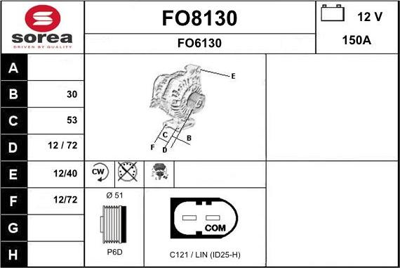 SNRA FO8130 - Генератор vvparts.bg