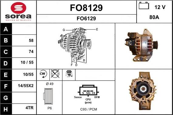 SNRA FO8129 - Генератор vvparts.bg