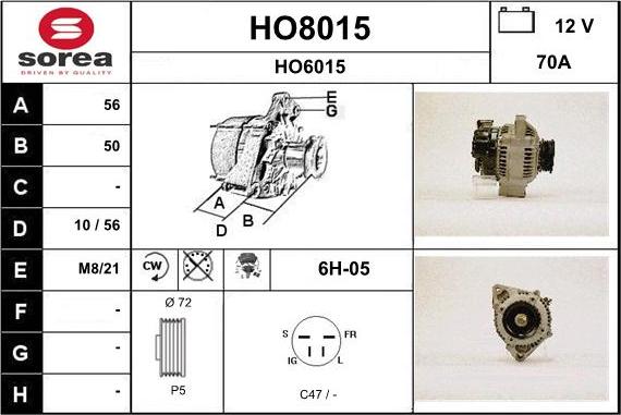 SNRA HO8015 - Генератор vvparts.bg