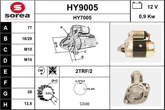 SNRA HY9005 - Стартер vvparts.bg