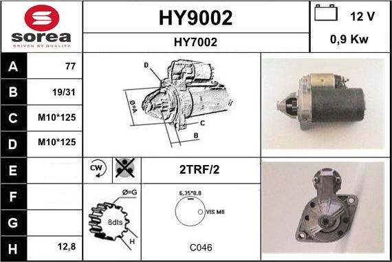 SNRA HY9002 - Стартер vvparts.bg