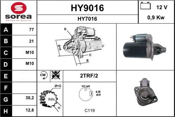 SNRA HY9016 - Стартер vvparts.bg