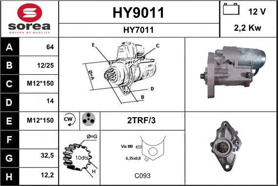 SNRA HY9011 - Стартер vvparts.bg