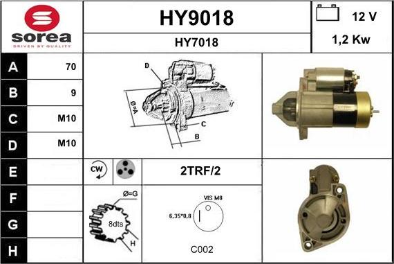 SNRA HY9018 - Стартер vvparts.bg