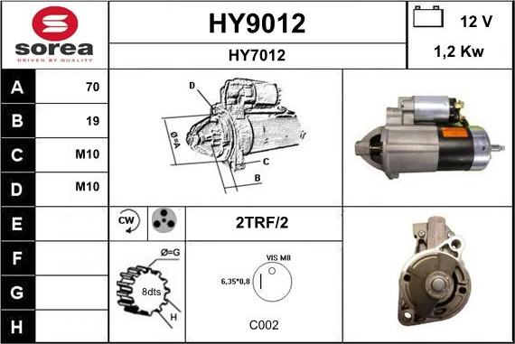 SNRA HY9012 - Стартер vvparts.bg