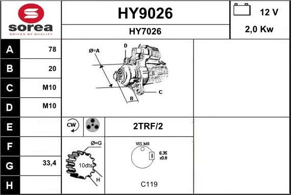 SNRA HY9026 - Стартер vvparts.bg