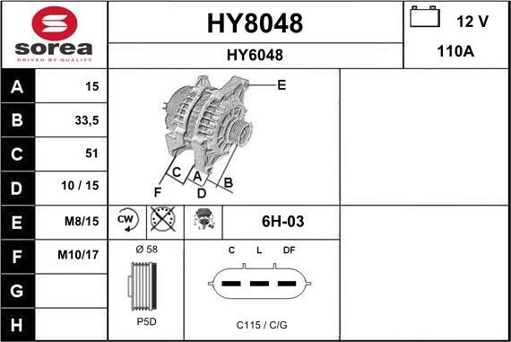 SNRA HY8048 - Генератор vvparts.bg