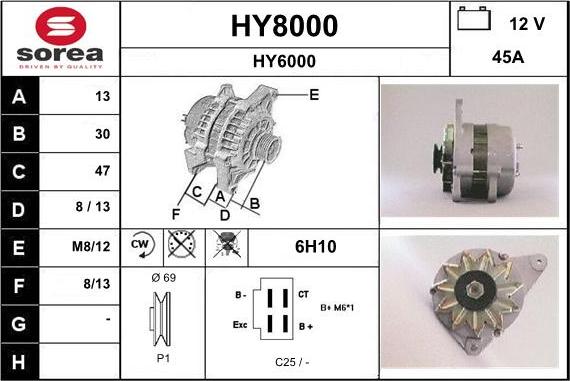 SNRA HY8000 - Генератор vvparts.bg