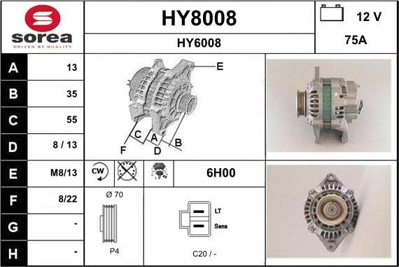 SNRA HY8008 - Генератор vvparts.bg