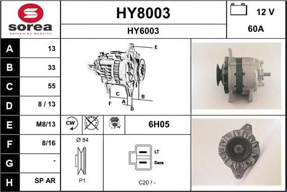 SNRA HY8003 - Генератор vvparts.bg